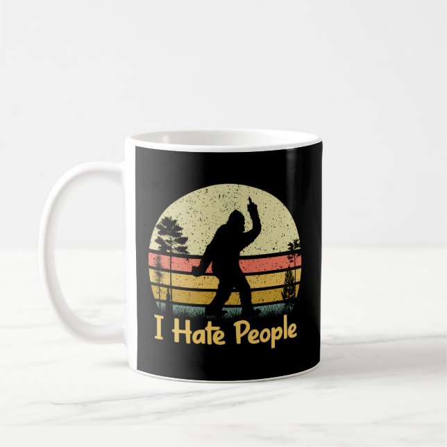 Camping Bigfoot Sasquatch Middle Finger I Hate Peo Kaffeetasse (Links)