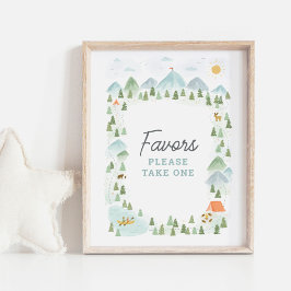 Camping Birthday Favors Sign Poster
