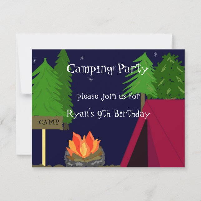 Camping Birthday Party Einladung (Vorderseite)