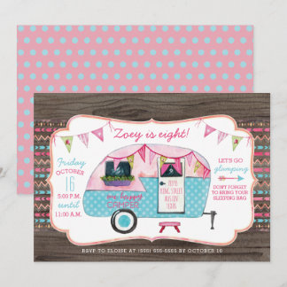 Camping Birthday Party Einladung - Girl Glamping