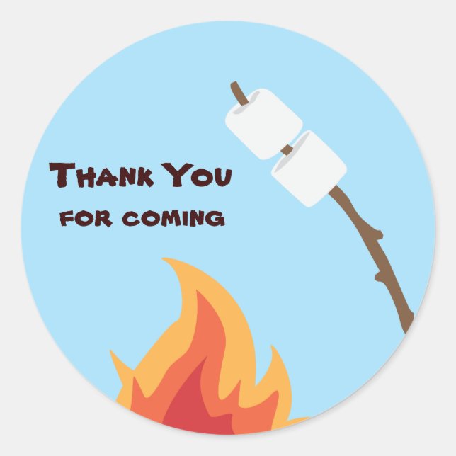 Camping Birthday Party Gefallen-Sticker Runder Aufkleber (Vorderseite)
