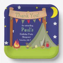 Camping Birthday Party Sleepover Khaki Green