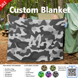 Camping Blanket Camouflage Hinzufügen Initial Kids Fleecedecke