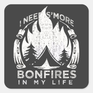 Camping Bonfire Geschenk Quadratischer Aufkleber