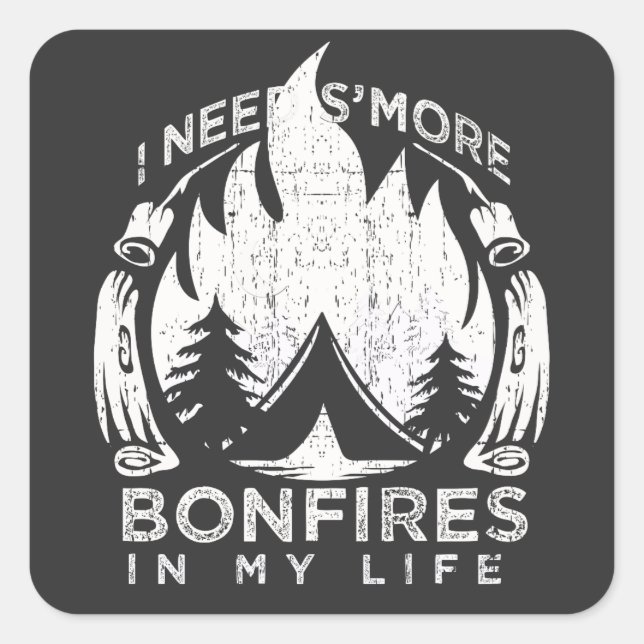 Camping Bonfire Geschenk Quadratischer Aufkleber (Vorderseite)