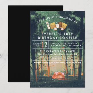Camping Bonfire S'mores Geburtstagsparty Einladung