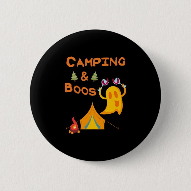 Camping & Boos Ghosts Camping Halloween Button (Vorderseite)