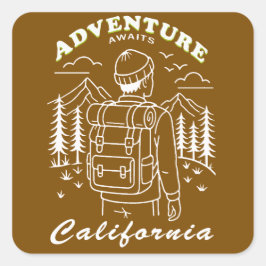 camping - California Quadratischer Aufkleber
