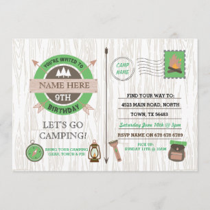 Camping Camp Out BIRTHDAY Partys Jungs laden Jungs Einladung