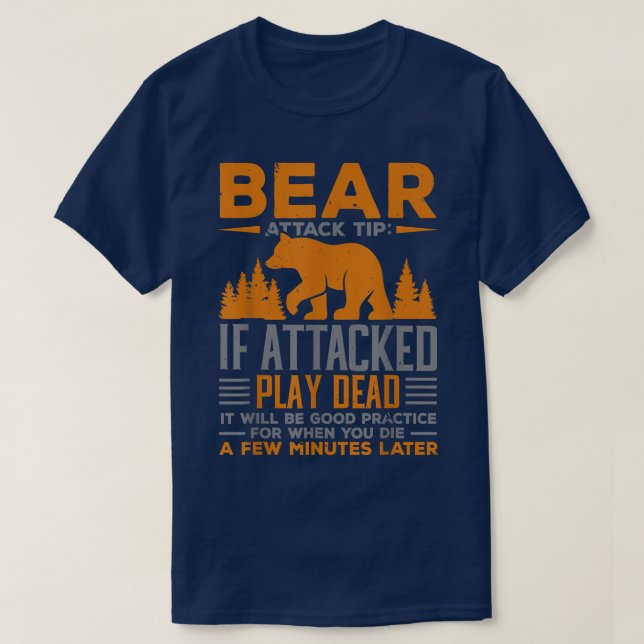 Camping-Camper-Bärenangriff Tipp bei Angriffen auf T-Shirt (Design vorne)
