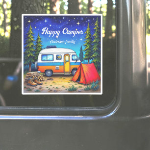 Camping Camper Blau Grün Aquarell Aufkleber