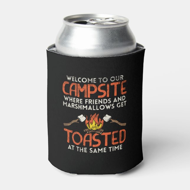 Camping Campfire und Marshmallows Dosenkühler (Kanne Vorderseite)