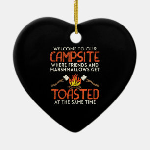 Camping Campfire und Marshmallows Keramik Ornament