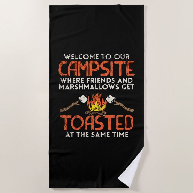 Camping Campfire und Marshmallows Strandtuch (Vorderseite)