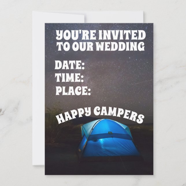 CAMPING CAMPING COUPLE MARIAGE INVITATIONS PERSONN (Devant)