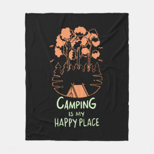 Camping - Camping ist mein glücklicher Ort Fleecedecke
