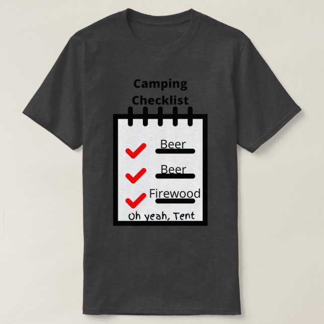Camping-Checkliste T-Shirt (Design vorne)