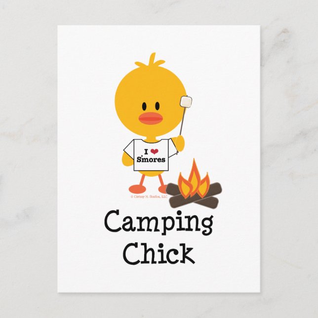Camping Chick Postcard Postkarte (Vorderseite)