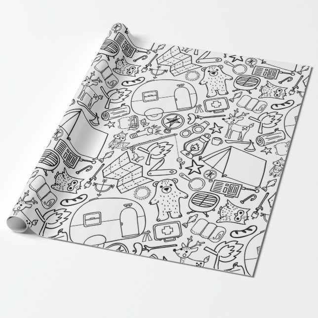 Camping Color Me Wrapper Geschenkpapier (Ungerollt)