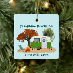 Camping Couple Ornement de Noël personnalisé