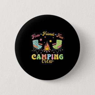 Camping-Crew Familie Freunde Mädchen Kinder Sommer Button