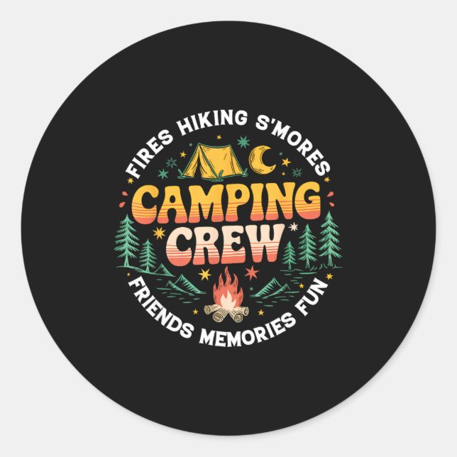 Camping Crew Family Matching Group Friends Men Wom Runder Aufkleber (Vorderseite)