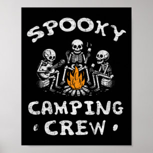 Camping Crew Halloween Camping Skeleton Campingpla Poster