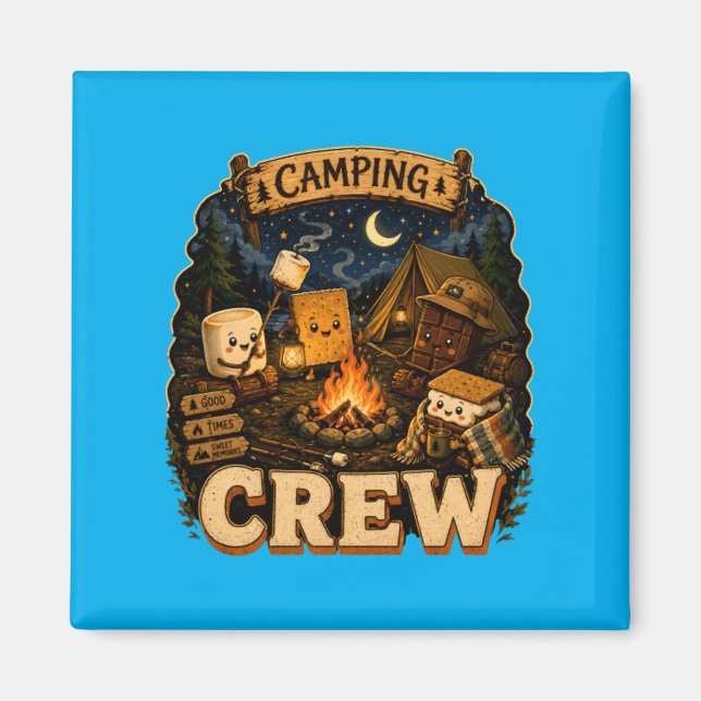 Camping-Crew Smores Lagerfeuer Passendes Reise-Ges Magnet (Vorne)