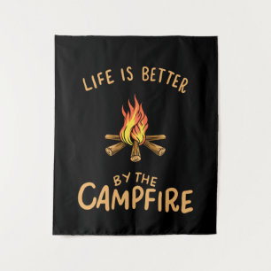 Camping - Das Leben ist besser am Lagerfeuer Wandteppich