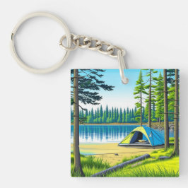 Camping der Natur im Wald Schlüsselanhänger