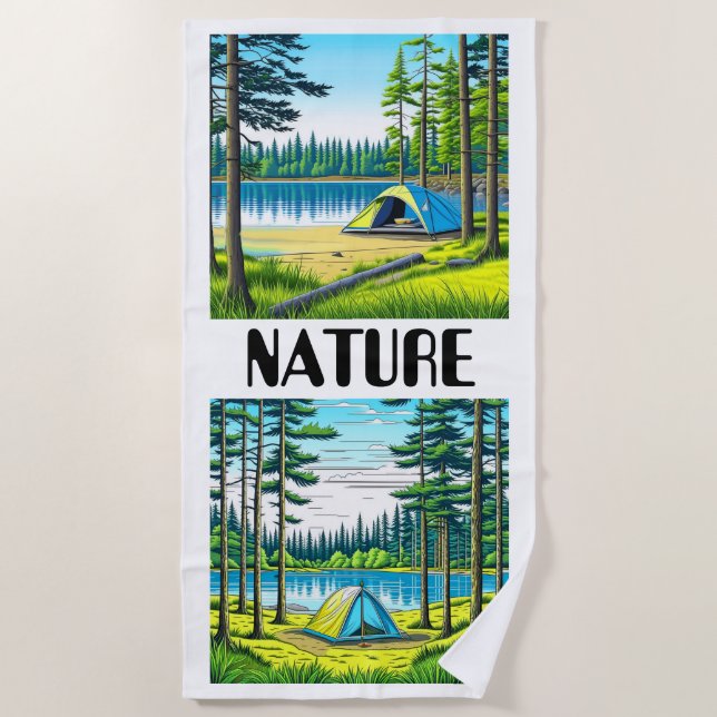 Camping der Natur im Wald Strandtuch (Vorderseite)