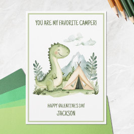 Camping Dinosaurier Kinder Glücklicher Valentinsta Feiertagskarte