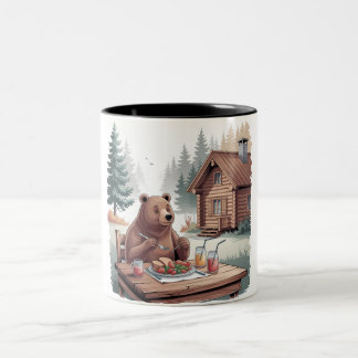 Camping d'ours et manger de la Mug