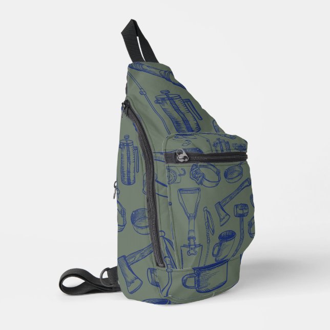 Camping Druckgetriebe Schneiden Nähtasche Crossbody Bag (Linke Seite)