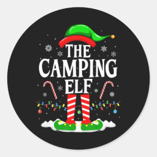 Camping Elf Xmas Funny Matching Family Group C Runder Aufkleber