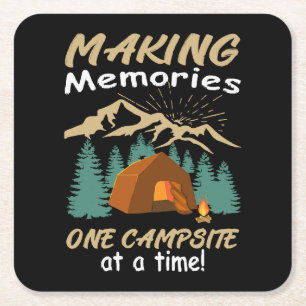 CAMPING Erinnerungen Rechteckiger Pappuntersetzer