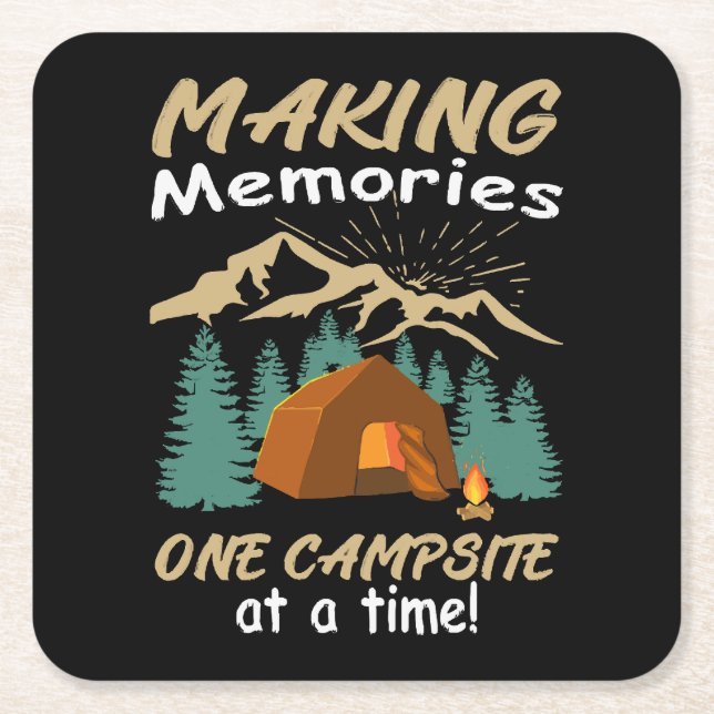 CAMPING Erinnerungen Rechteckiger Pappuntersetzer (Vorderseite)