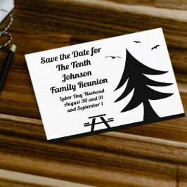 Camping Family Wiedersehen Pine Tree Picnic Graphi Einladungspostkarte