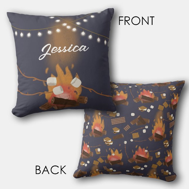 Camping Fire Outdoor Adventure & Marshmallows Kissen (Camping Fire Outdoor Adventure & Marshmallows Throw Pillow)