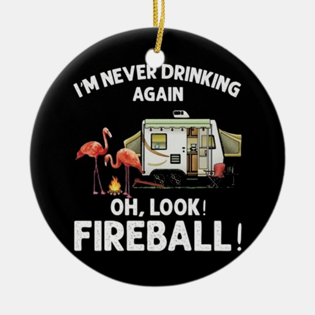 Camping Fireball Keramik Ornament (Vorne)