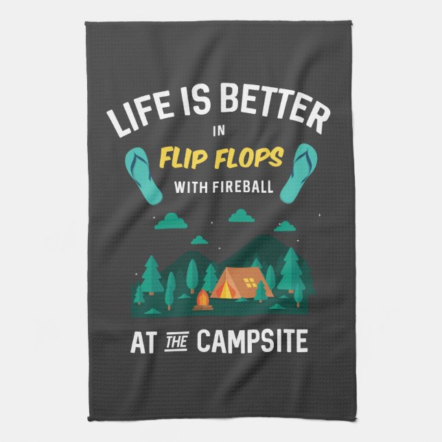 Camping - Flip Flops mit Fireball Geschirrtuch (Vertikal)