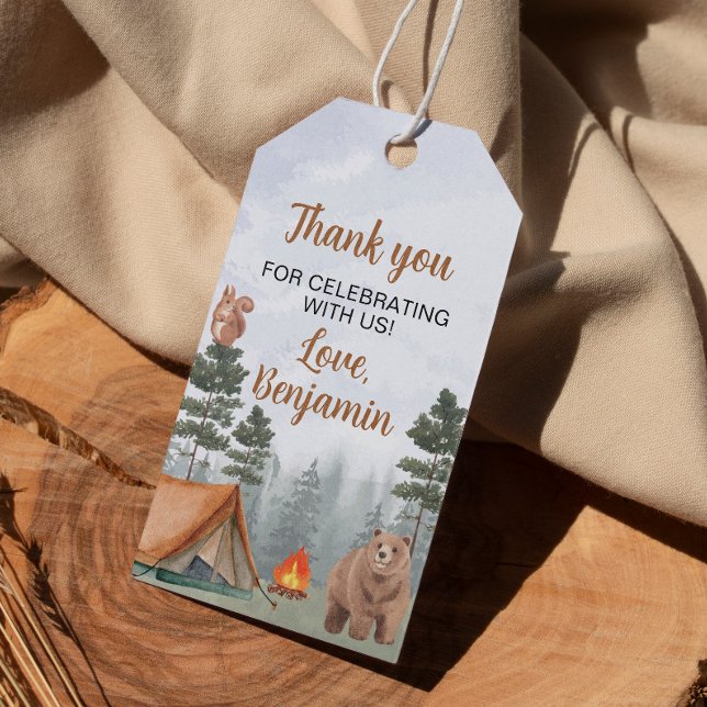 Camping Forest Birthday Party Danke Tag Geschenkanhänger (Von Creator hochgeladen)