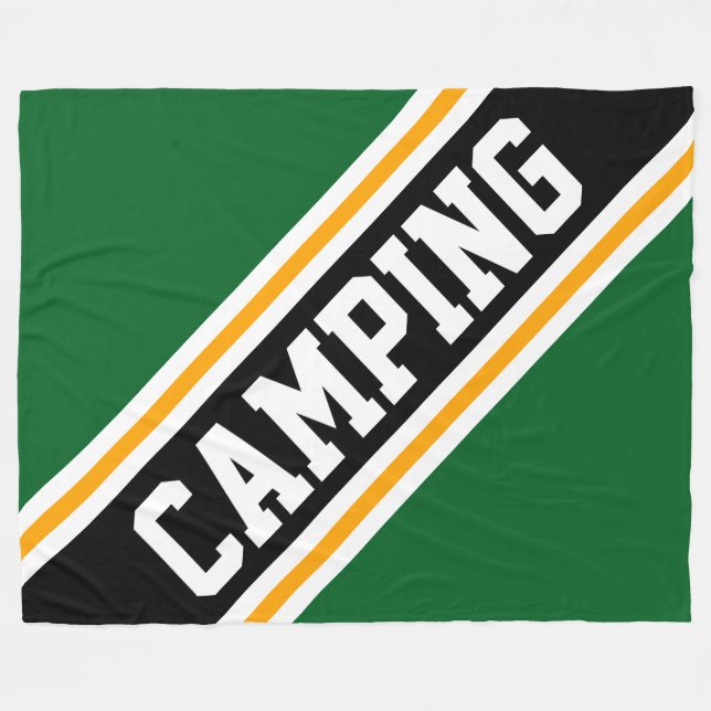 CAMPING Forest Green Yellow Black Racing Streifen Fleecedecke (Vorderseite (Horizontal))