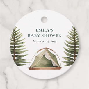 Camping Forest Watercolor Kinderdusche Geschenkanhänger