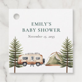 Camping Forest Watercolor Kinderdusche Geschenkanhänger