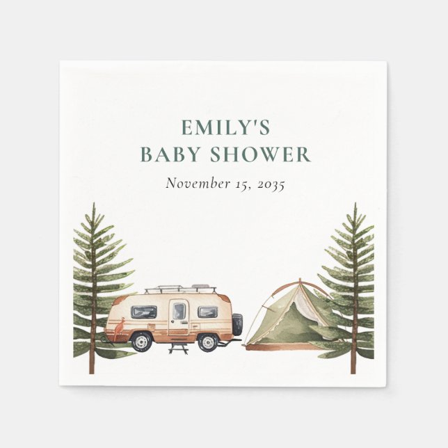 Camping Forest Watercolor Kinderdusche Serviette (Vorderseite)