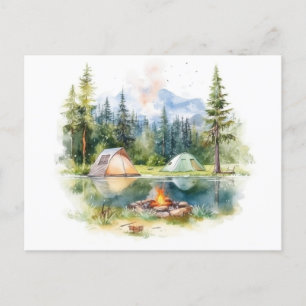 Camping für Aquarellbilder Postkarte