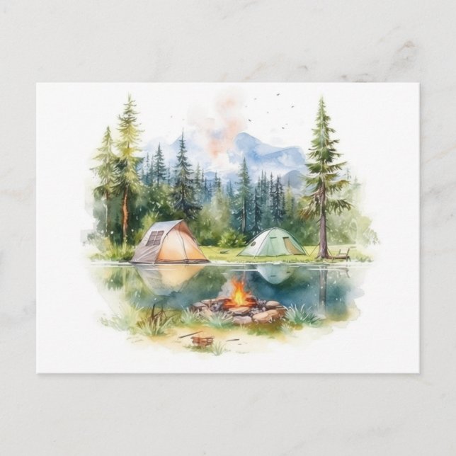 Camping für Aquarellbilder Postkarte (Vorderseite)