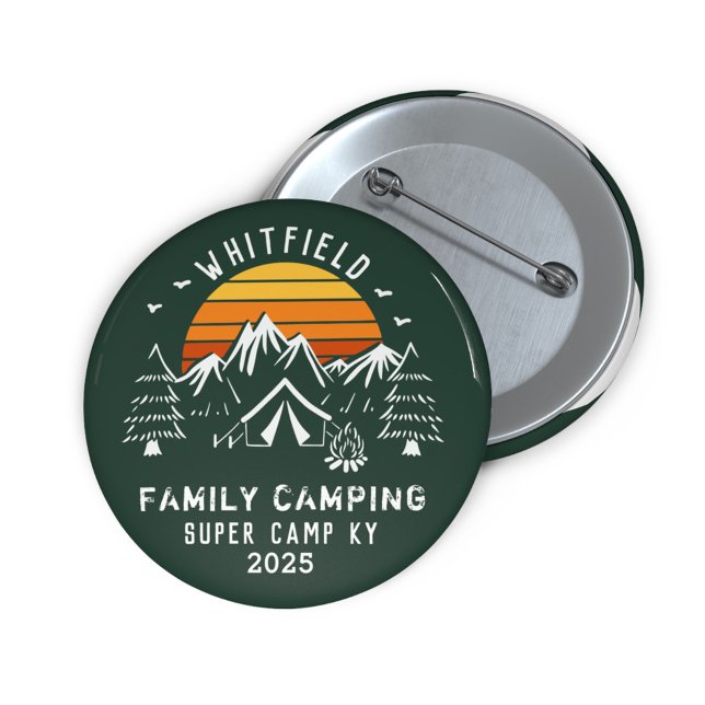 Camping für den Familienurlaub Button (Family Matching Summer Camping Vacation Cute Green Button)