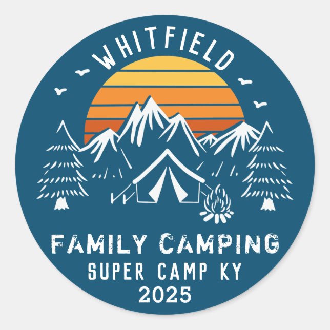 Camping für den Familienurlaub Runder Aufkleber (Vorderseite)